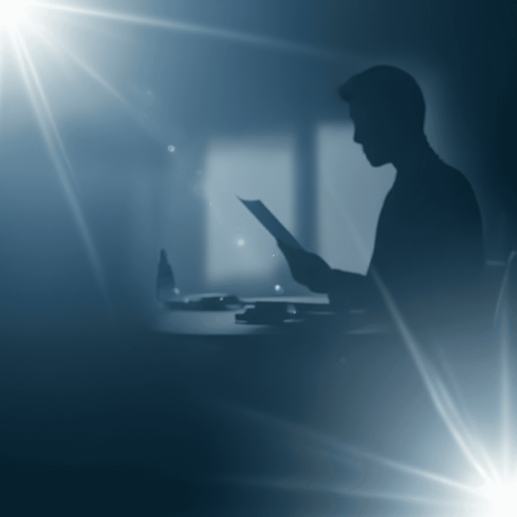 Employee at desk sillouette